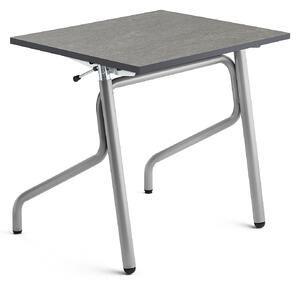 AJ Produkty Školní lavice ADJUST, výškově nastavitelná, 700x600 mm, linoleum, tmavě šedá, stříbrná