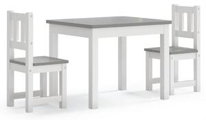 3dílná sada dětského stolu a židlí bílá a šedá MDF