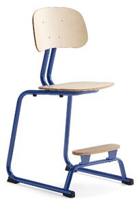 AJ Produkty Školní židle YNGVE, ližinová podnož, výška 520 mm, tmavě modrá/bříza