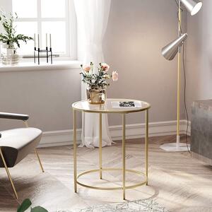 VASAGLE Odkládací stolek skleněný - zlatá - 55x50 cm