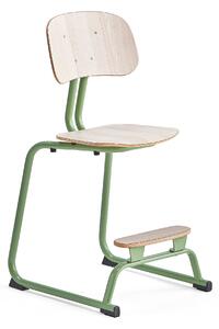 AJ Produkty Školní židle YNGVE, ližinová podnož, výška 520 mm, zelená/jasan