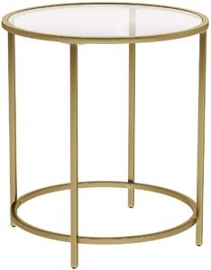 VASAGLE Odkládací stolek skleněný - zlatá - 55x50 cm