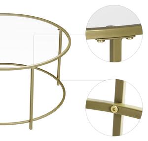 VASAGLE Konferenční stolek skleněný - zlatá - 84x45,5 cm