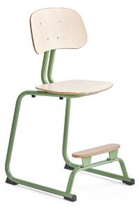 AJ Produkty Školní židle YNGVE, ližinová podnož, výška 520 mm, zelená/bříza