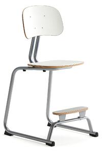 AJ Produkty Školní židle YNGVE, ližinová podnož, výška 520 mm, stříbrná/bílá