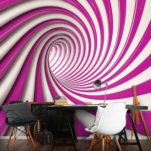 Fototapeta - Bílý a růžový 3D tunel (152,5x104 cm)