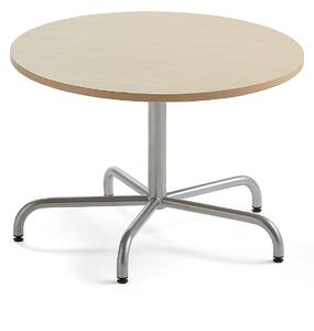 AJ Produkty Stůl PLURAL, Ø900x600 mm, HPL deska, bříza, stříbrná