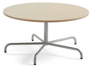 AJ Produkty Stůl PLURAL, Ø1200x600 mm, HPL deska, bříza, stříbrná