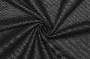 Kabátová vlna směsová - Černá antracit v keprové (twill) vazbě
