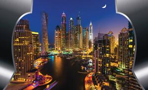 Fototapeta - Dubajské mrakodrapy v noci (152,5x104 cm)