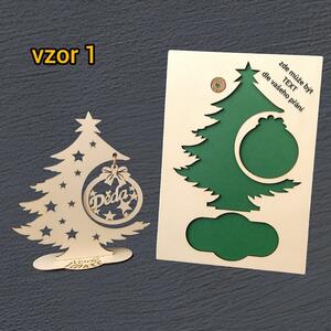 Vánoční stromeček se jmenovkou, logo vzor: vzor 1, napis: bez nápisu, barva pozadí šablony: zelená