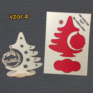 Vánoční stromeček se jmenovkou, logo vzor: vzor 4, napis: bez nápisu, barva pozadí šablony: červená