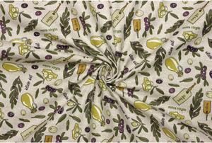 Bavlněné plátno směsové vyšší gramáž - Dekorační vzor oliva