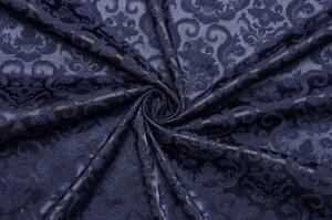Brokát žakár směsový elastický - Tmavě modrá