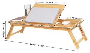 SONGMICS Bambusový stolek na notebook - přírodní - 89x35x29 cm