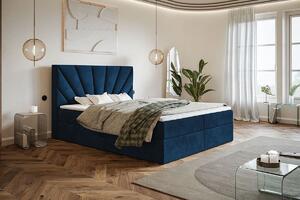 Čalouněná kontinentální postel Fonso 160x200 cm Barva: Modrá - Kronos 09