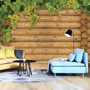 Fototapeta - Stěna z dřevěných protokolů (152,5x104 cm)