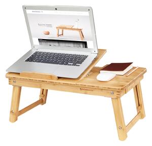 SONGMICS Bambusový stolek na notebook - přírodní - 63,5x35x33,5 cm