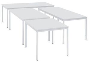Manutan Expert Jídelní stůl Manutan se světle šedým podnožím RAL 7035, 200 x 80 x 75 cm, světle šedý