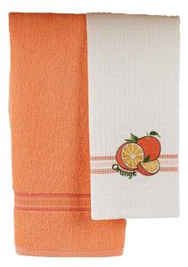 Vesna | Set 2ks FRUITS POMERANČ utěrka a ručník 50x70 cm