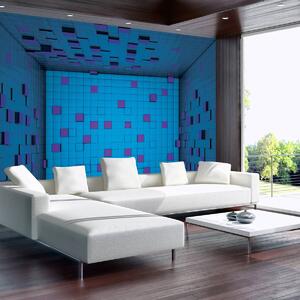 Fototapeta - 3D místnost z modrých kostek (152,5x104 cm)