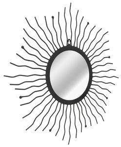 Nástěnné zrcadlo Zářící slunce 60 cm černé