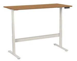 Výškově nastavitelný kancelářský stůl Manutan, 160 x 80 x 62,5 - 127,5 cm, rovné provedení, ABS 2 mm, ořech