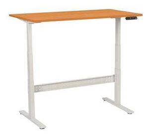 Výškově nastavitelný kancelářský stůl Manutan, 140 x 80 x 62,5 - 127,5 cm, rovné provedení, ABS 2 mm, buk