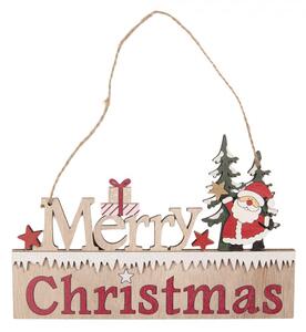 Vánoční závěsná cedulka Santa Claus a nápis Merry Christmas – 22x1x14 cm