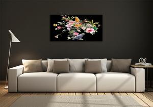 Foto-obraz na skle Květiny a ptáci osh-172830209