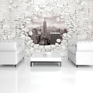 Fototapeta - New York a 3D Brickwall (254x184 cm)