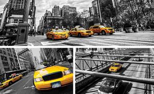 Fototapeta - Žluté taxi - koláž (254x184 cm)