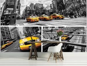 Fototapeta - Žluté taxi - koláž (152,5x104 cm)