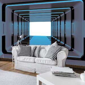 Fototapeta - Modrý 3D tunel (152,5x104 cm)