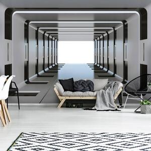 Fototapeta - 3D stříbrný tunel (152,5x104 cm)