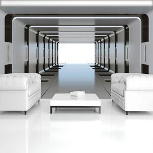 Fototapeta - 3D stříbrný tunel (254x184 cm)