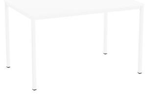 Jídelní stůl Versys s bílým podnožím RAL 9003, 120 x 80 x 74,3 cm, bílý