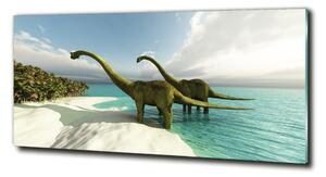 Foto obraz sklo tvrzené Dinozaury na pláži osh-19541737