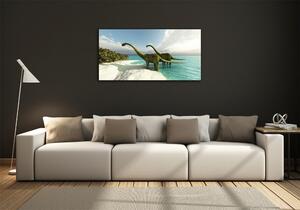 Foto obraz sklo tvrzené Dinozaury na pláži osh-19541737