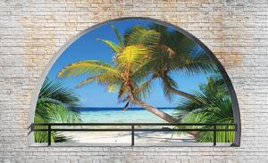 Fototapeta - Pohled na palmy (152,5x104 cm)