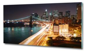 Moderní skleněný obraz z fotografie New York noc osh-26643680