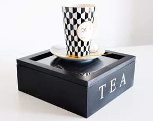 Dřevěná krabička na čaj TEA, 9 přihrádek