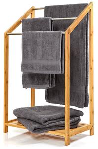 Blumfeldt Věšák na ručníky, 3 kovové tyčky na ručníky, 51 x 86 x 31cm, stupňový design, bambus