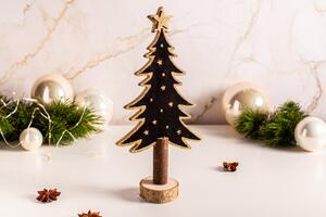 Altom Dřevěný vánoční stromeček, černý, 25 cm