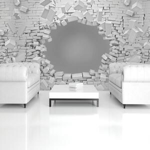Fototapeta - 3D exploze cihlové zdi (254x184 cm)