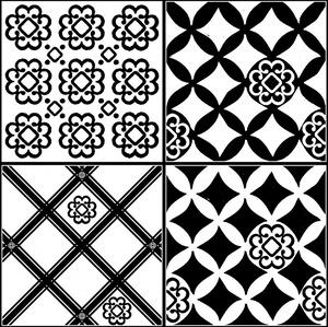 Samolepicí dekorace Crearreda Tile Cover Black & White Azulejos 31222 Kachlík, černo-bílé ornamenty