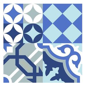 Samolepicí dekorace Crearreda Tile Cover Grey & Blue 31220 Kachlík, šedo-modro-bílé ornamenty
