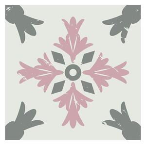 Samolepicí dekorace Crearreda Tile Cover Pink 31224 Kachlík, růžovo-šedo-bílé ornamenty