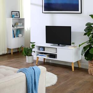 VASAGLE TV stolek - bílá - 110x40x49,5 cm
