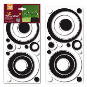 Samolepicí dekorace Crearreda FM S Black & White Circles 59508 Bílé a černé kruhy